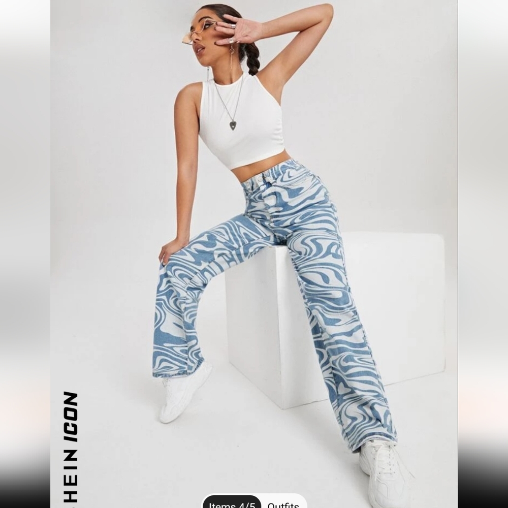 SHEIN ICON size L High Waist Wide Leg Jeans 90's used Excellent condition